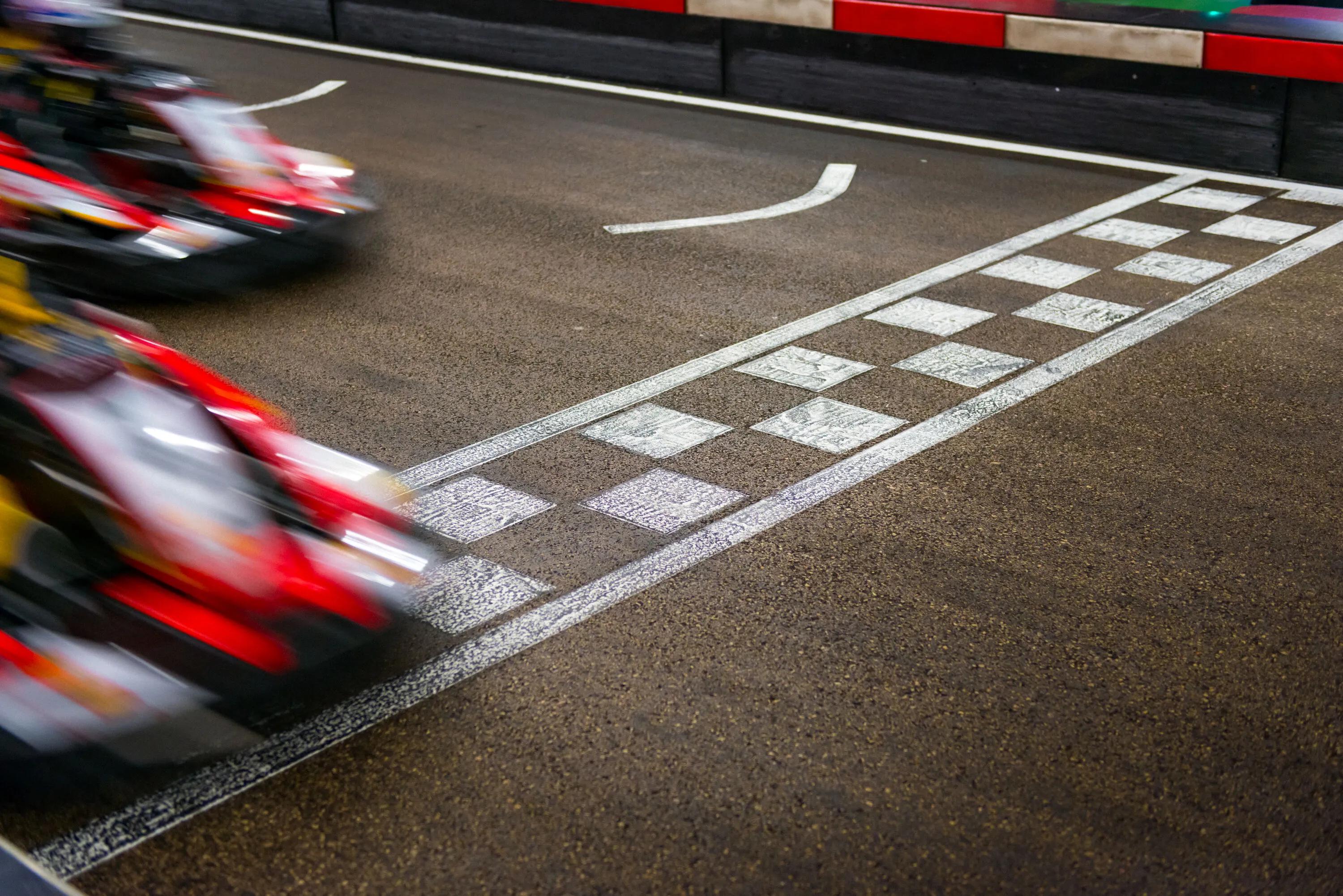 Kart crossing the finish line 